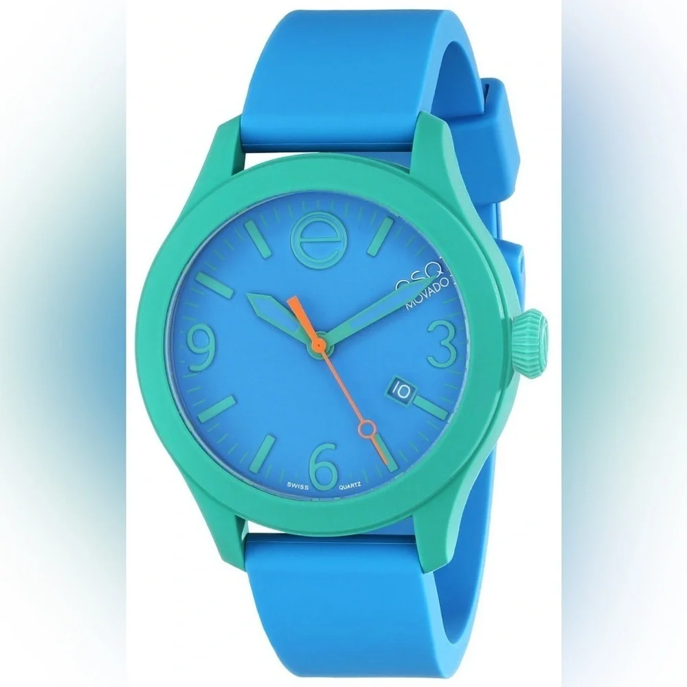 ESQ Movado 07301465 Silicone and Dial Blue Green Case Watch